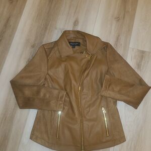 Marc New York Tan Leather Jacket with Gold Accents